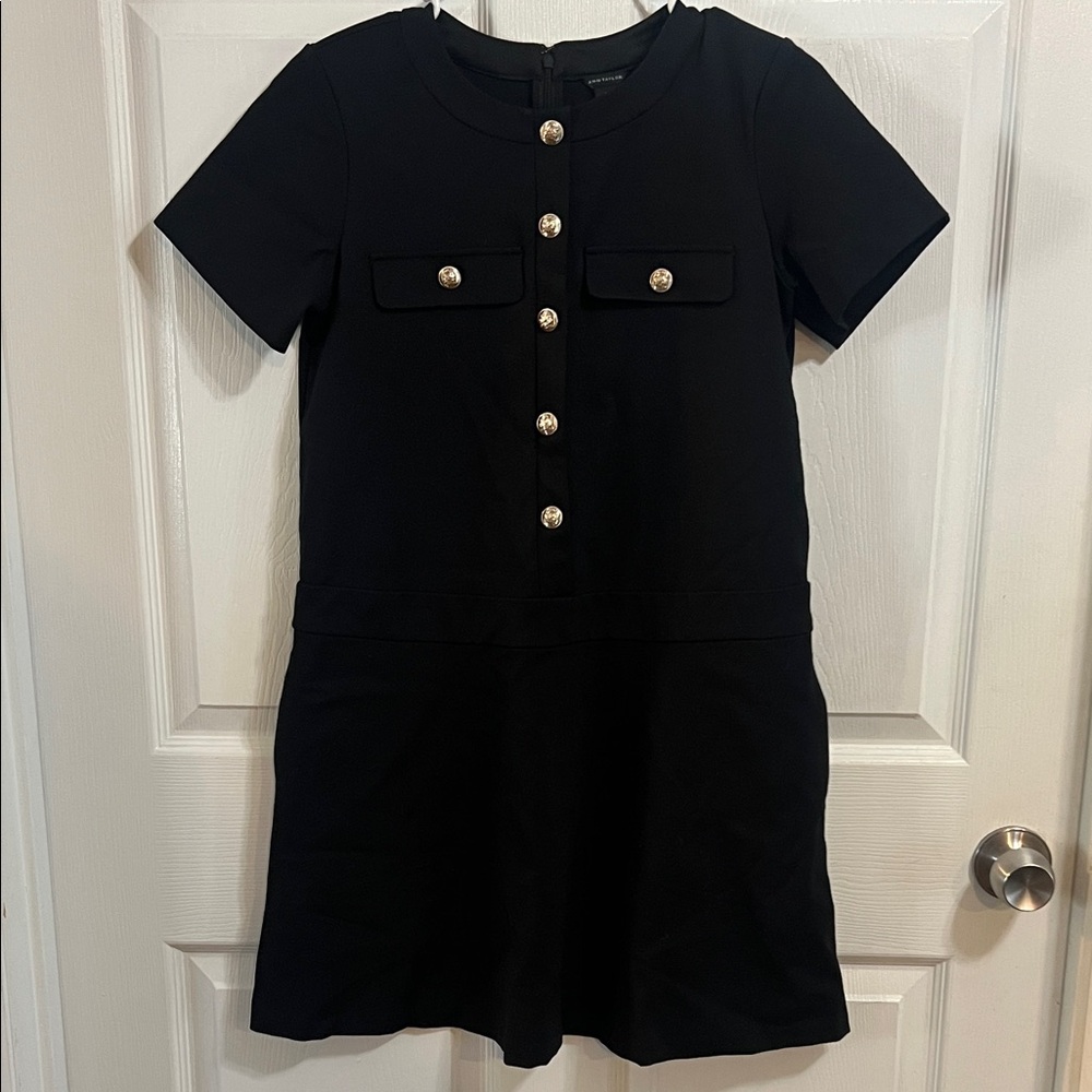Elegant Ann Taylor Black Dress with Button Accents